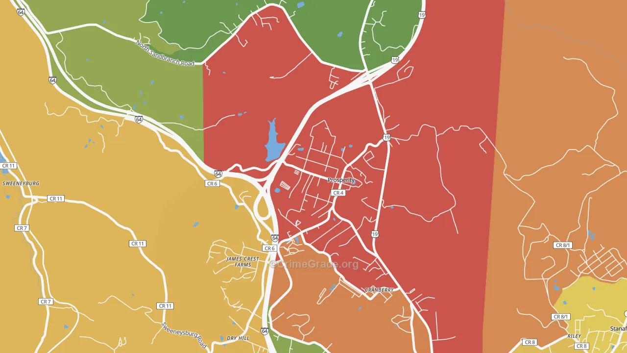 Prosperity, WV Map of Theft Rates