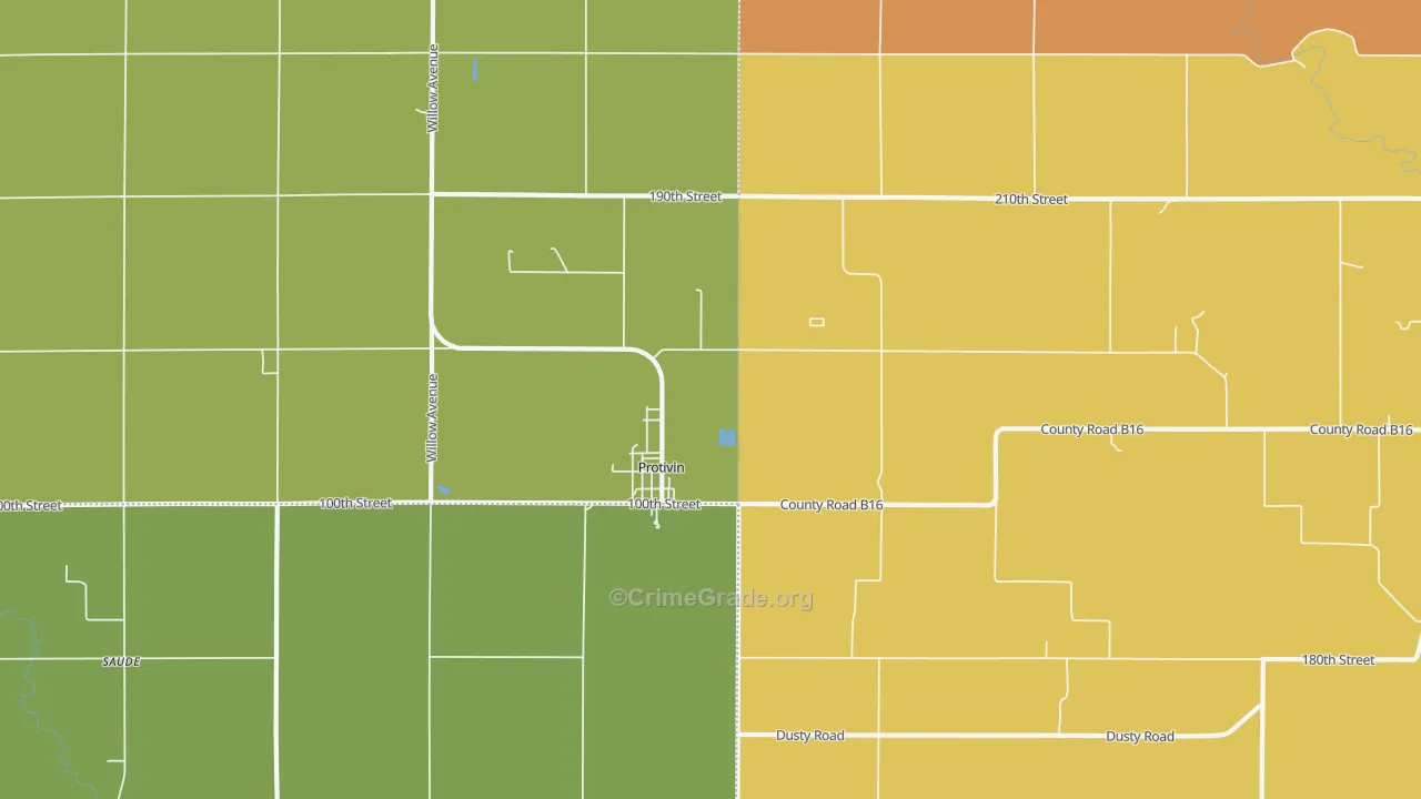 Protivin, IA Map of Theft Rates