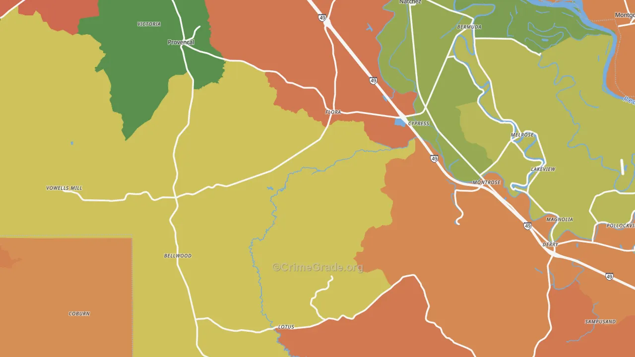 Provencal, LA Map of Theft Rates
