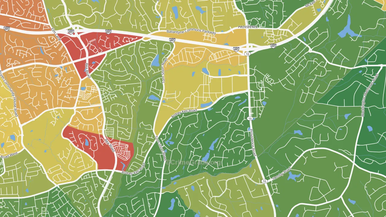 Providence Crossing, Charlotte, NC Map of Theft Rates