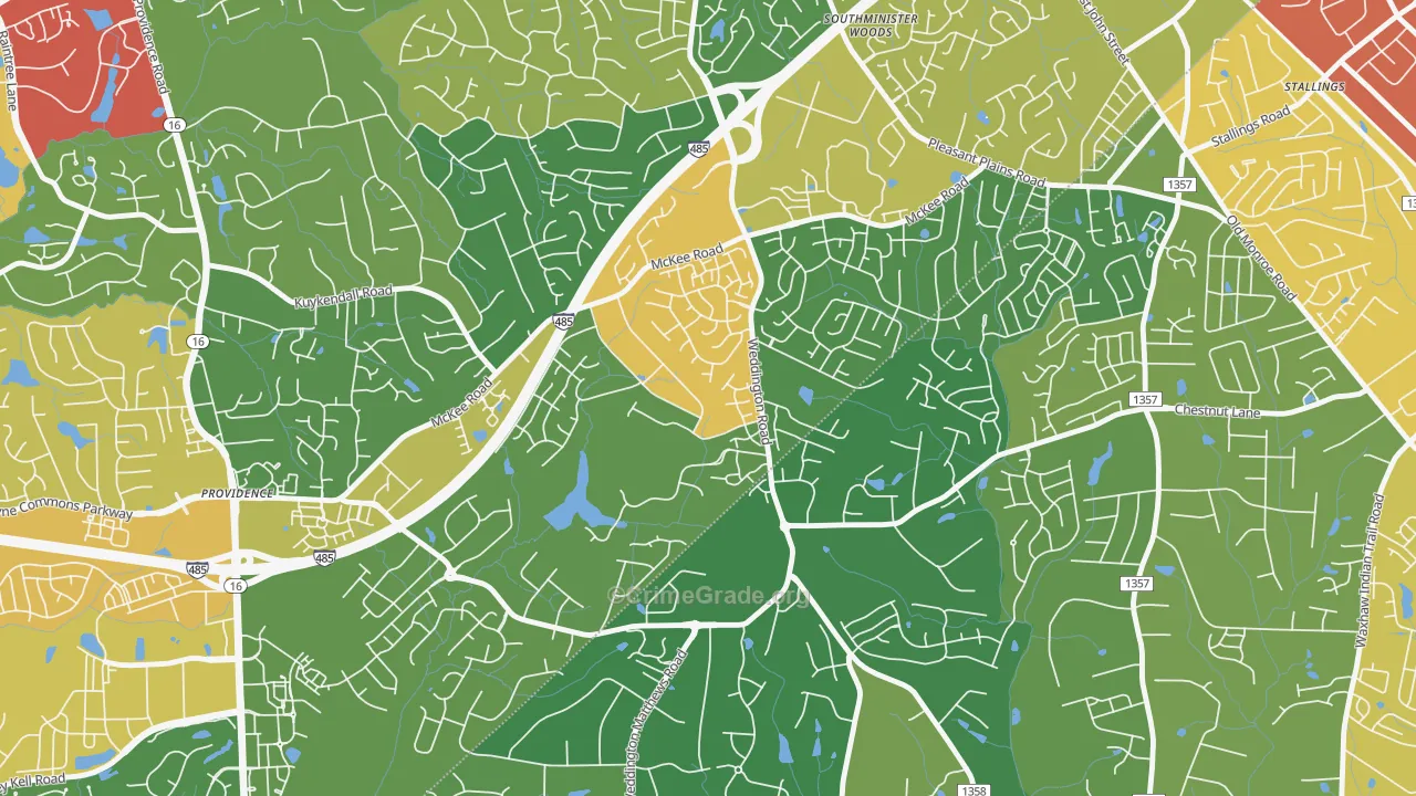 Providence Estates East, Matthews, NC Map of Theft Rates