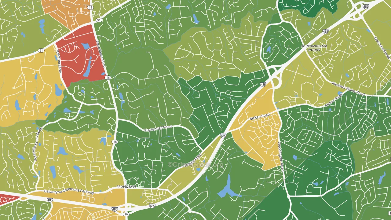 Providence Plantation, Charlotte, NC Map of Theft Rates