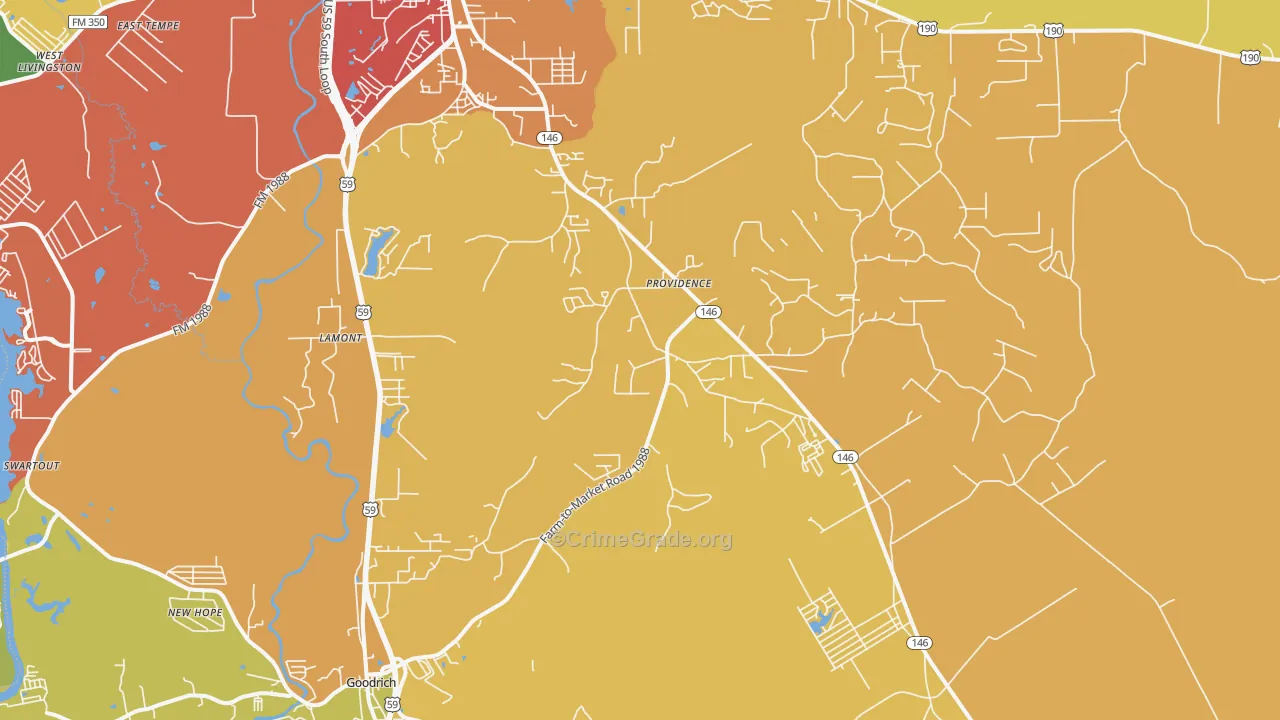 Providence, TX Map of Theft Rates