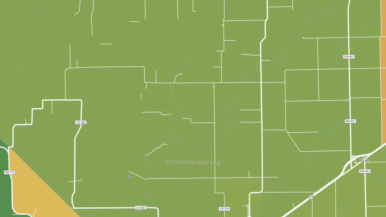 Provident City, TX Map of Theft Rates
