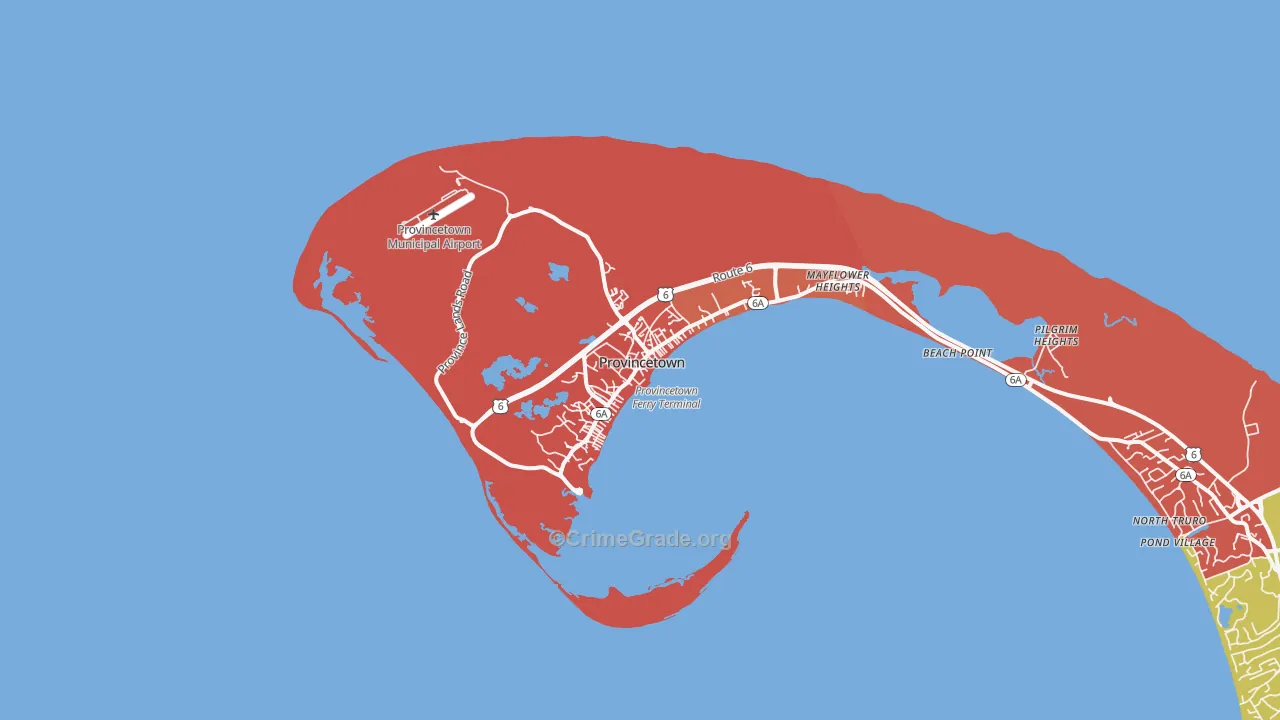 Provincetown, MA Map of Theft Rates