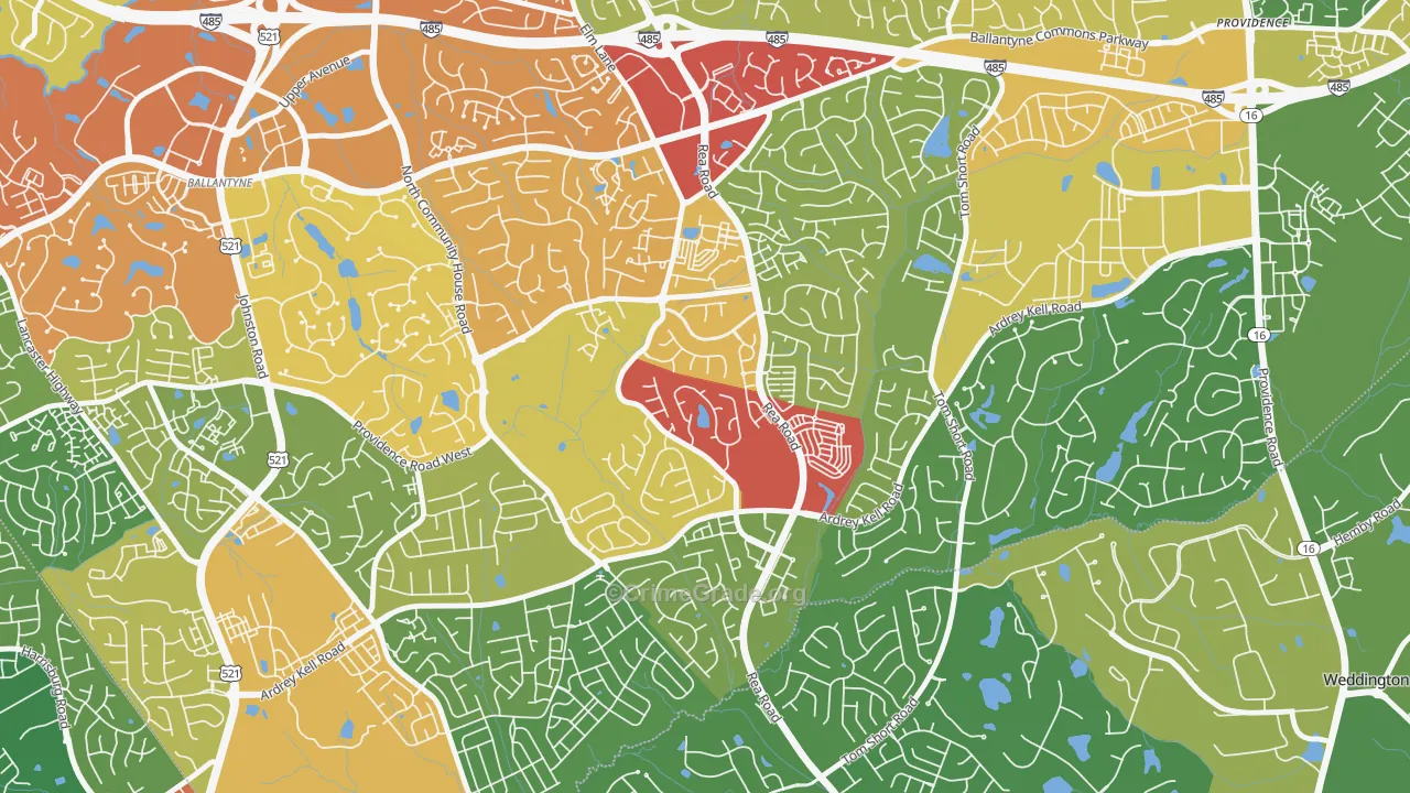 Provincetowne, Charlotte, NC Map of Theft Rates