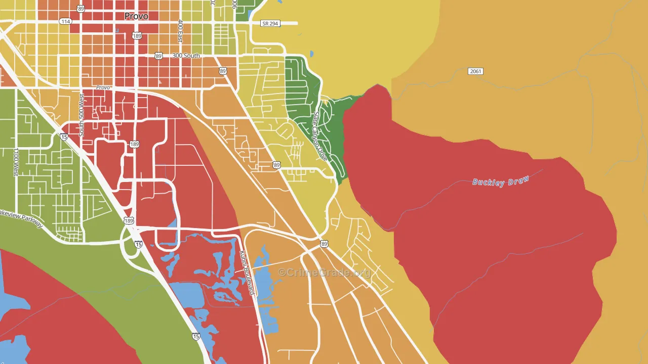 Provo South, Provo, UT Map of Theft Rates