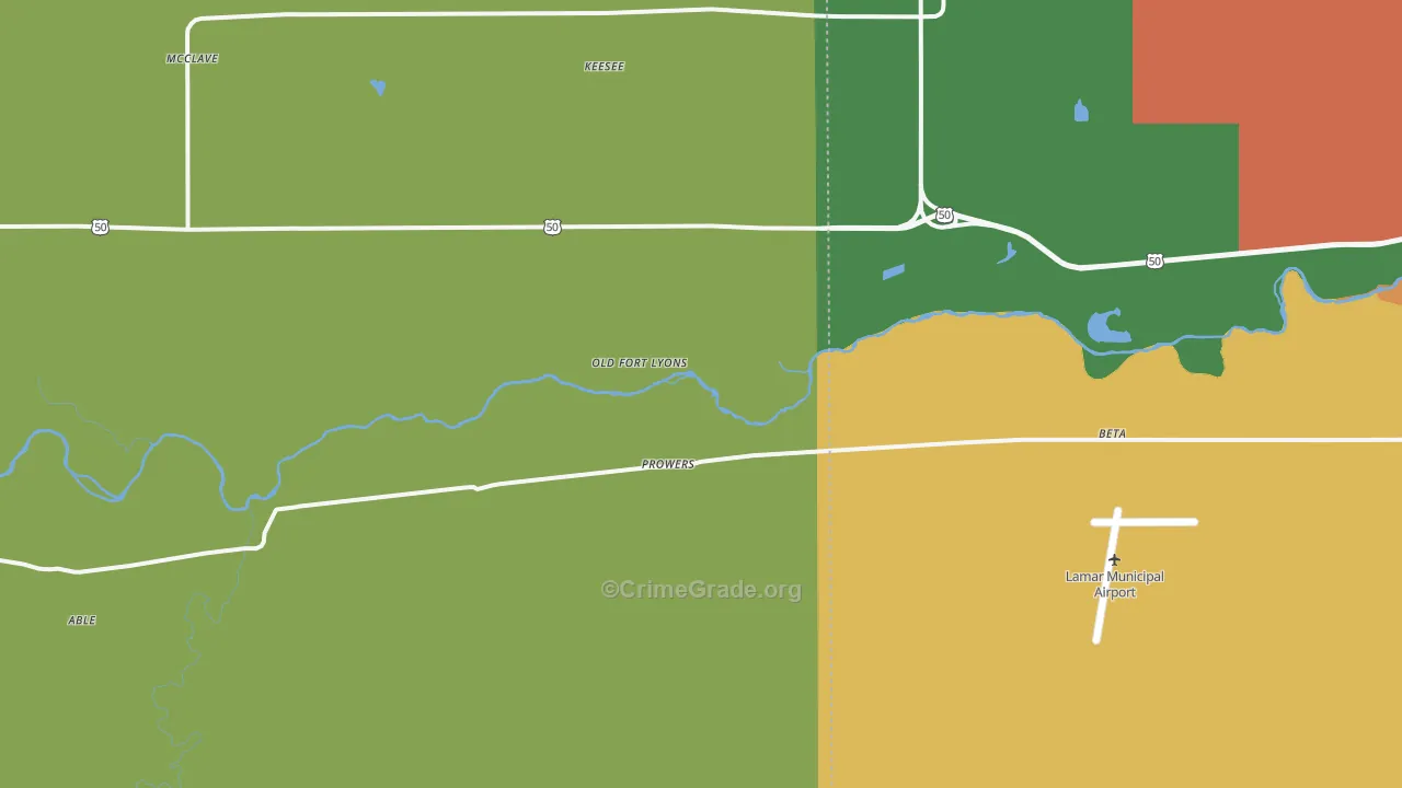 Prowers, CO Map of Theft Rates