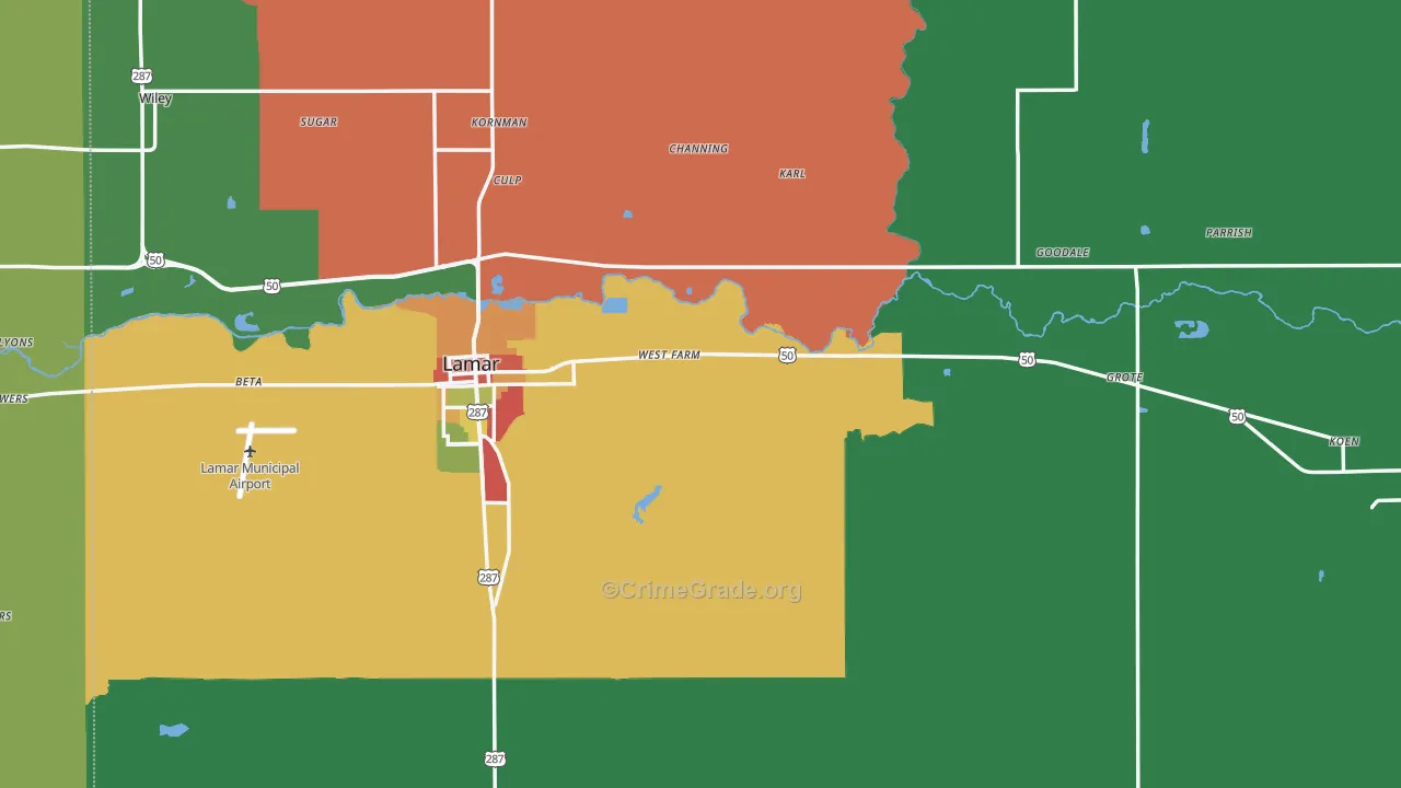 Prowers County, CO Map of Theft Rates