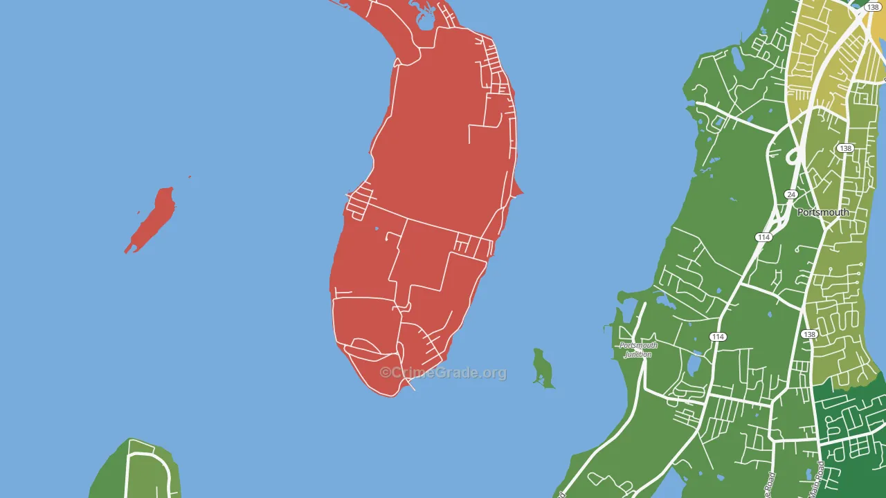 Prudence Park, RI Map of Theft Rates