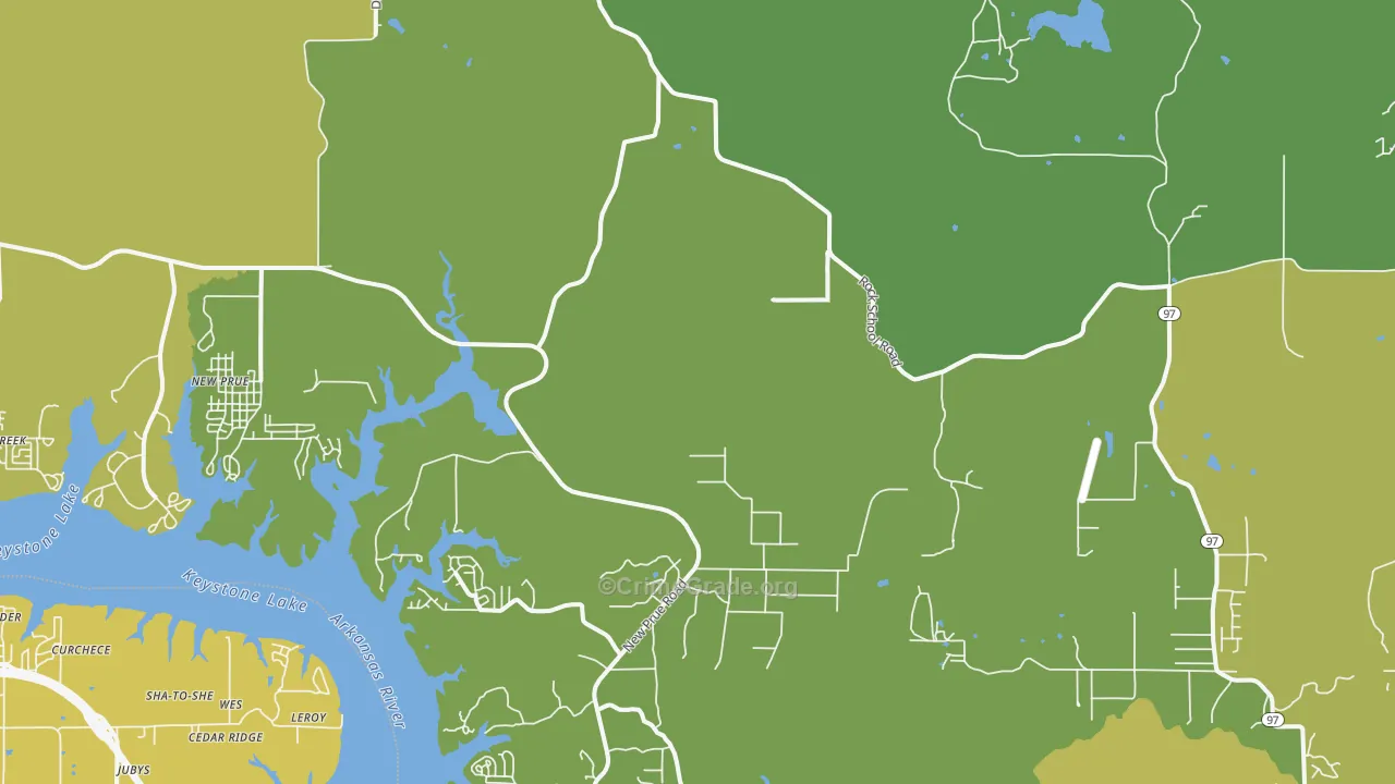 Prue, OK Map of Theft Rates