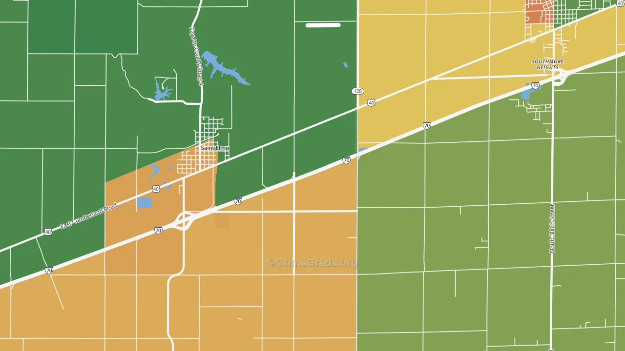 Pruett, IL Map of Theft Rates