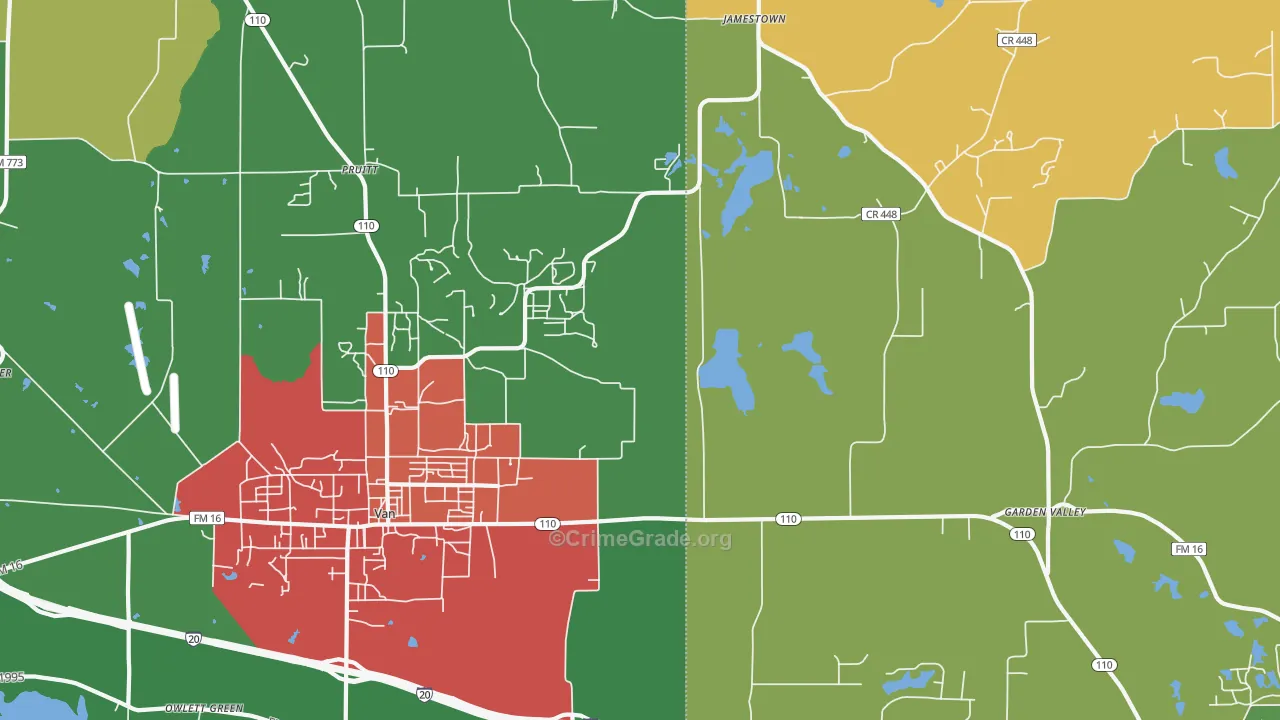 Pruitt, TX Map of Theft Rates