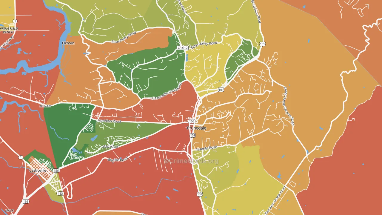 Prunedale, CA Map of Theft Rates
