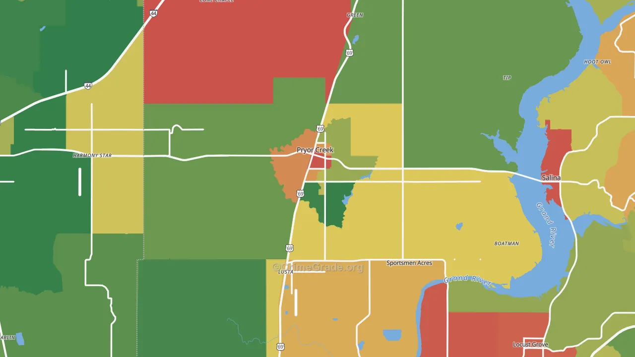 Pryor, OK Map of Theft Rates