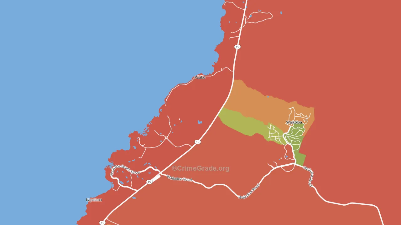 Puako, HI Map of Theft Rates