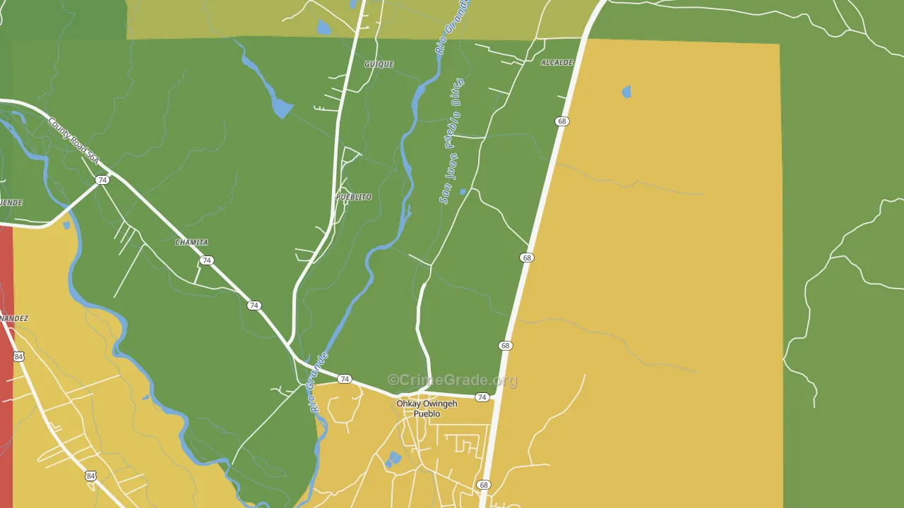 Pueblito, NM Map of Theft Rates