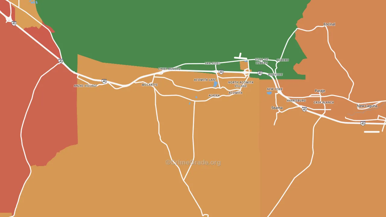 Pueblo Of Acoma, NM Map of Theft Rates