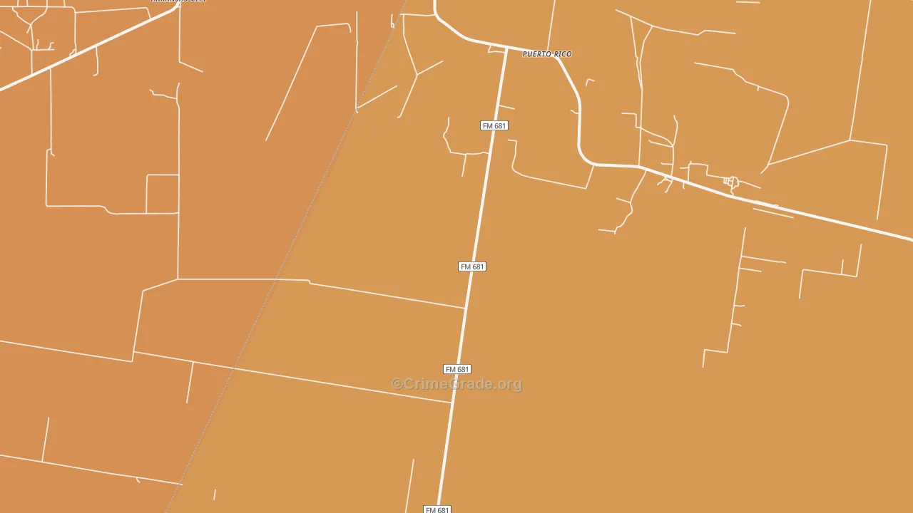 Puerto Rico, TX Map of Theft Rates