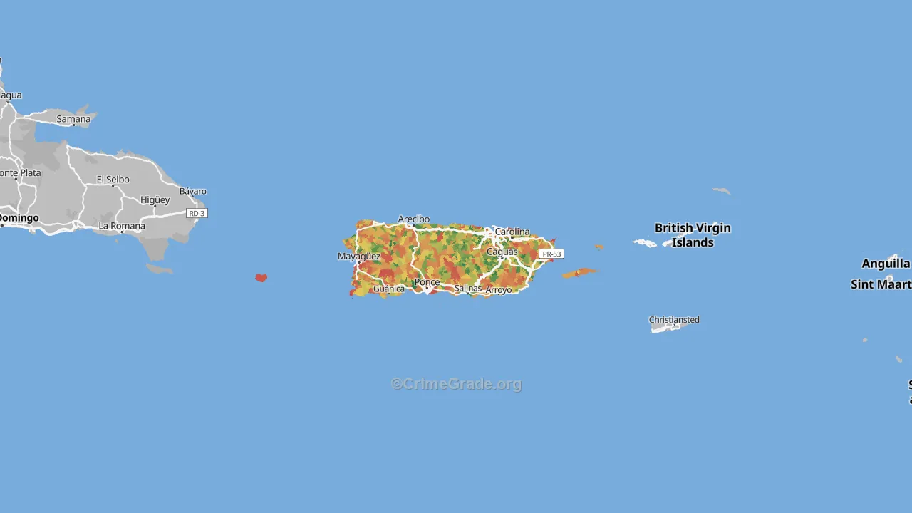 Puerto Rico Map of Theft Rates