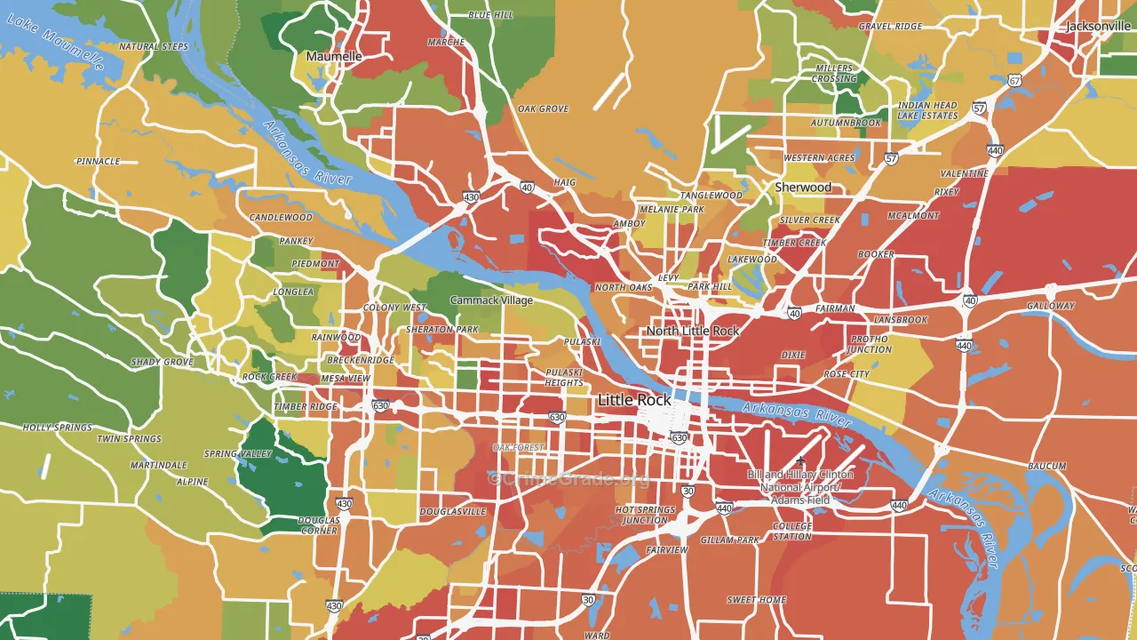 Pulaski County, AR Map of Theft Rates