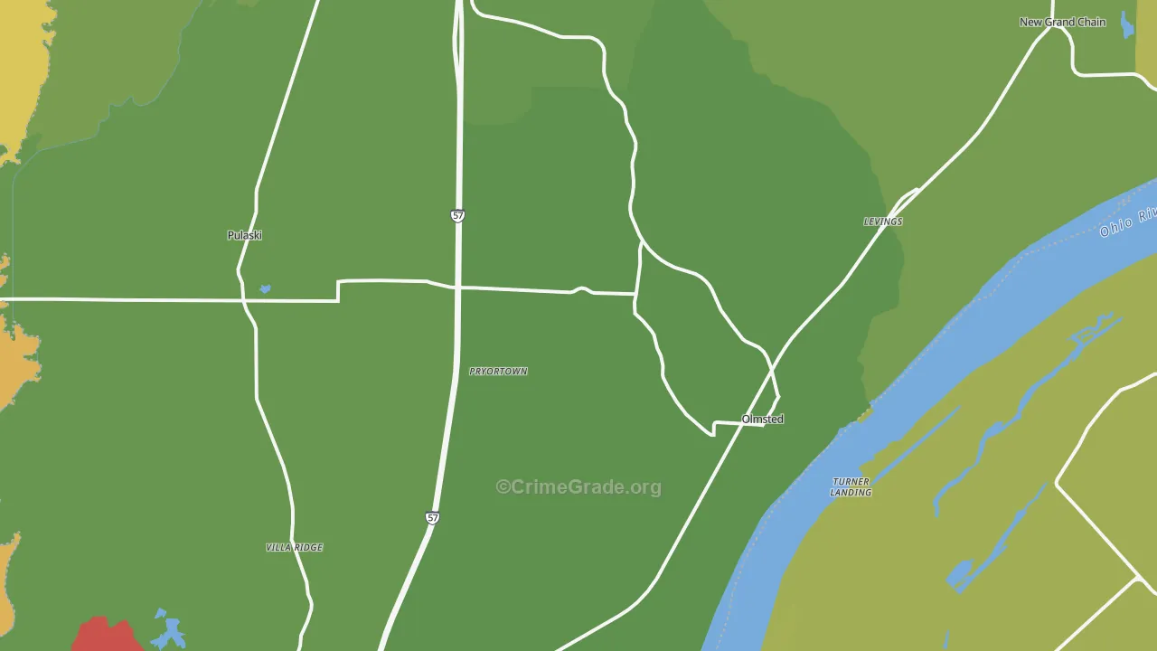 Pulaski County, IL Map of Theft Rates