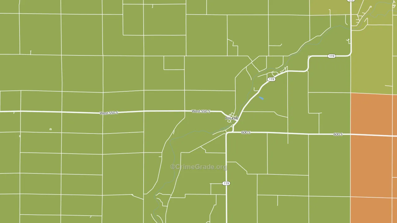 Pulaski, IN Map of Theft Rates
