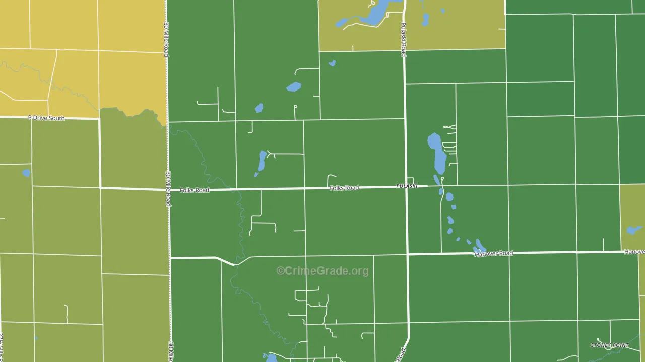 Pulaski, MI Map of Theft Rates