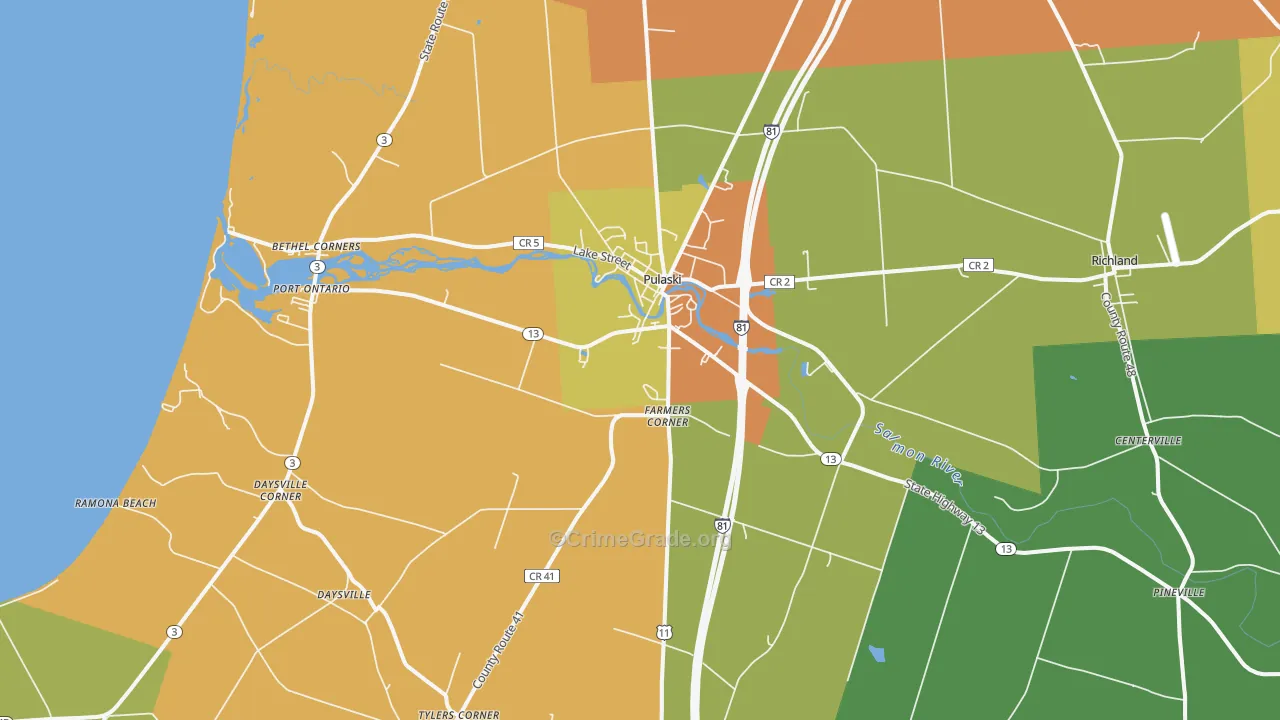 Pulaski, NY Map of Theft Rates