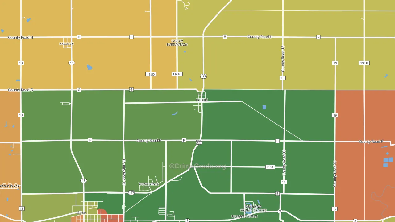 Pulaski, OH Map of Theft Rates