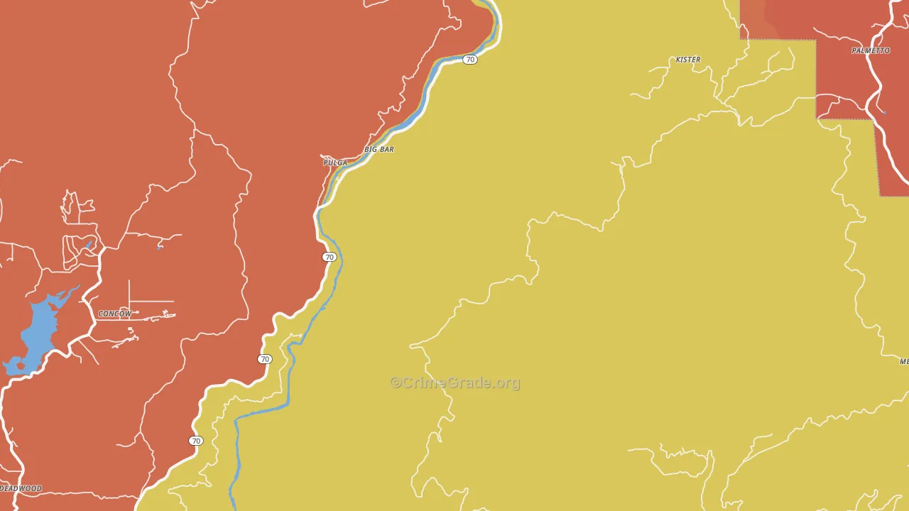 Pulga, CA Map of Theft Rates