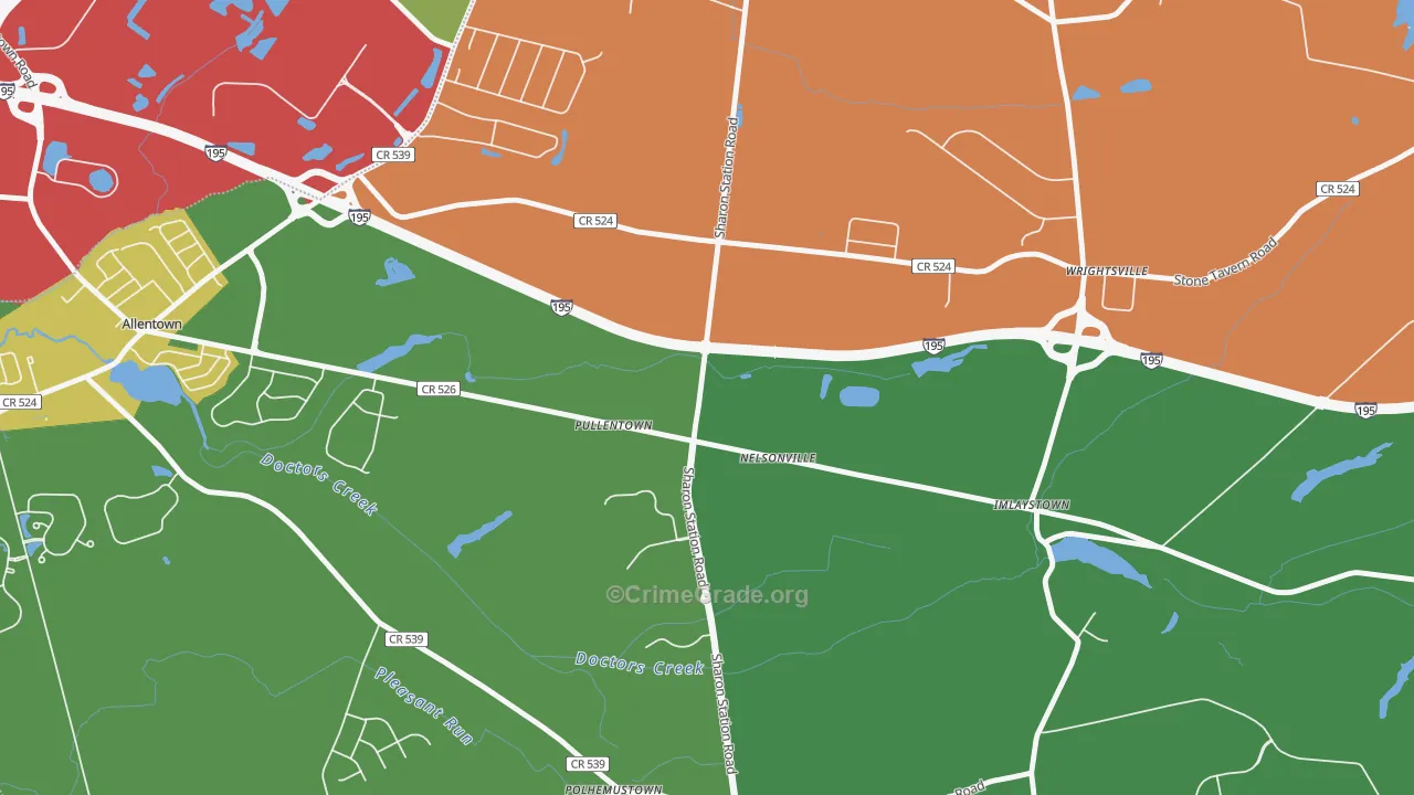 Pullentown, NJ Map of Theft Rates