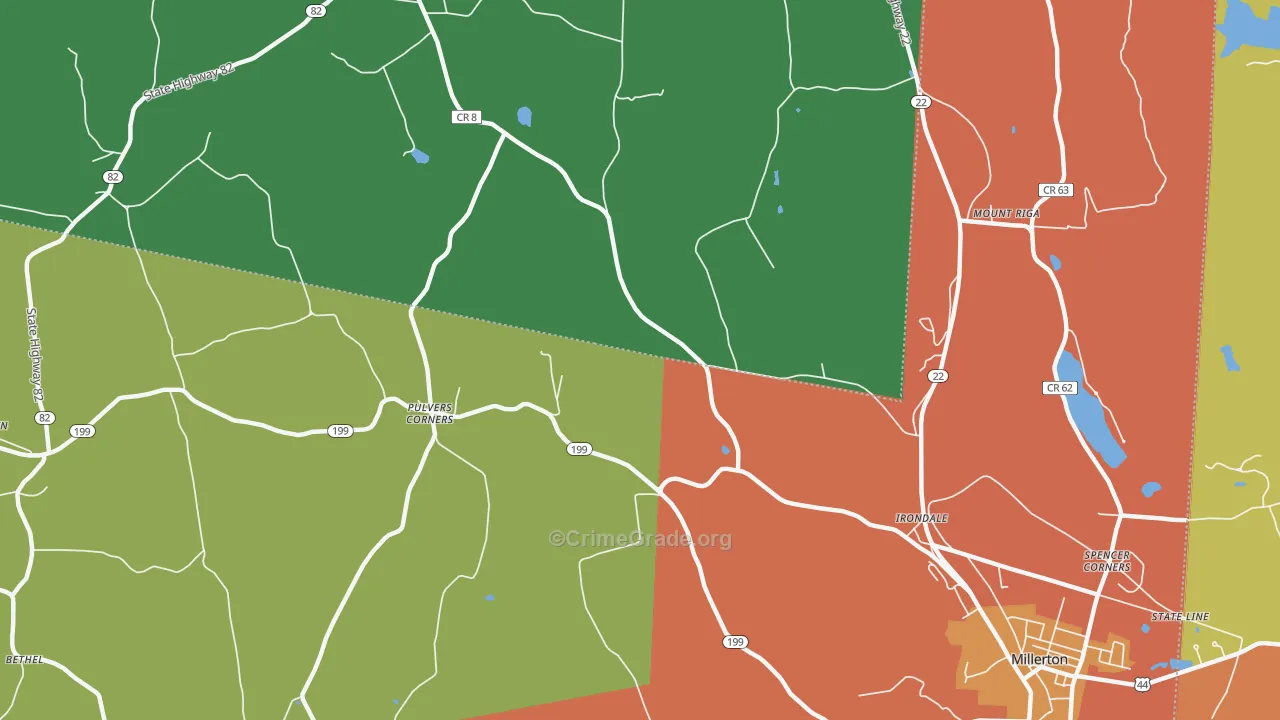 Pulvers Corners, NY Map of Theft Rates