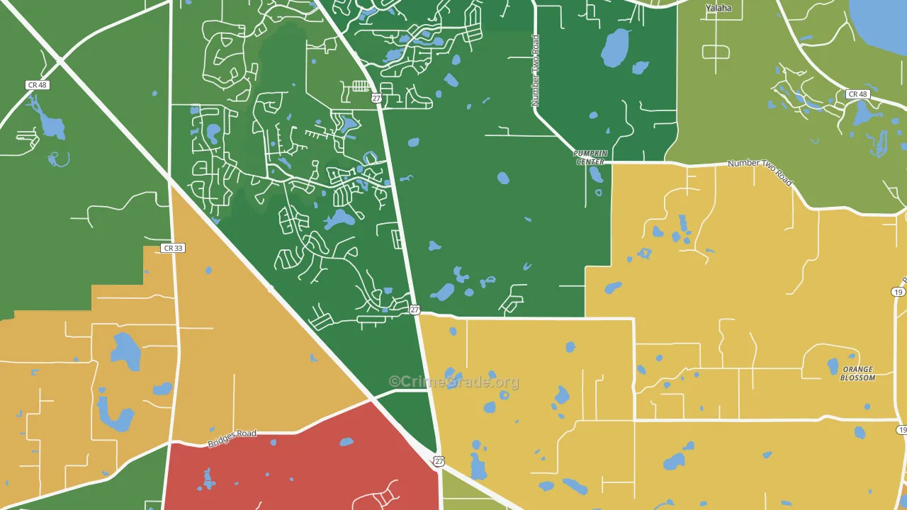 Pumpkin Center, FL Map of Theft Rates
