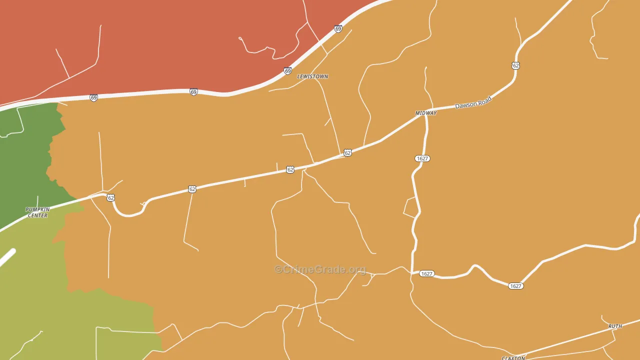 Pumpkin Center, KY Map of Theft Rates