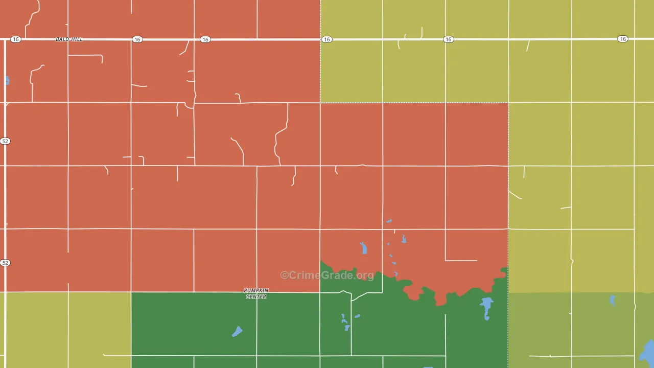 Pumpkin Center, OK Map of Theft Rates
