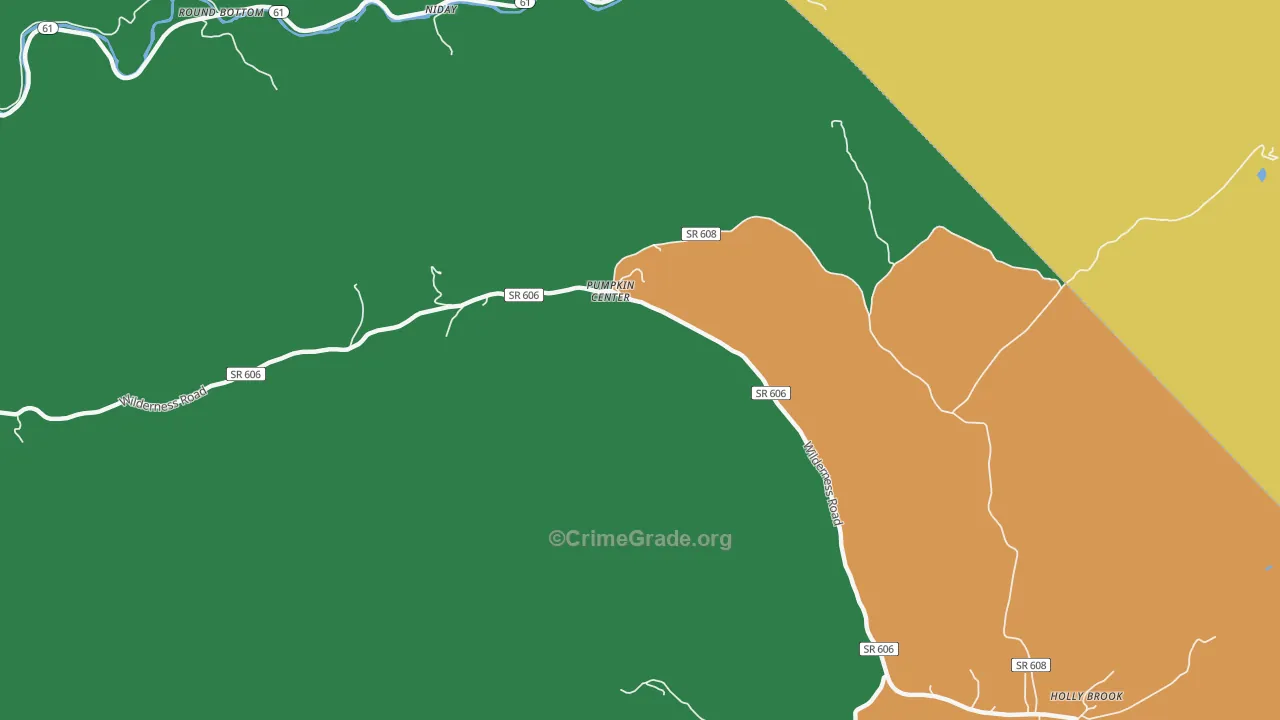 Pumpkin Center, VA Map of Theft Rates