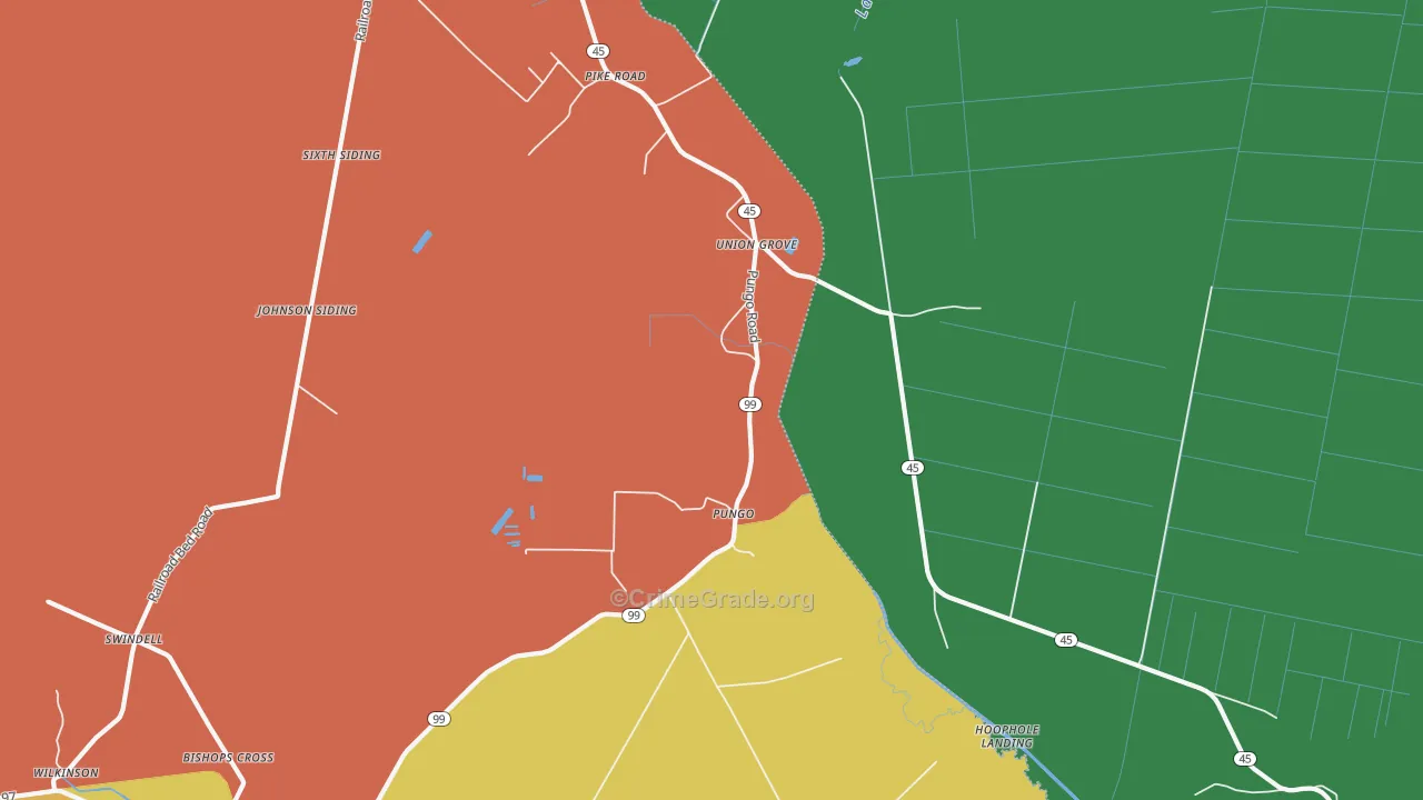 Pungo, NC Map of Theft Rates