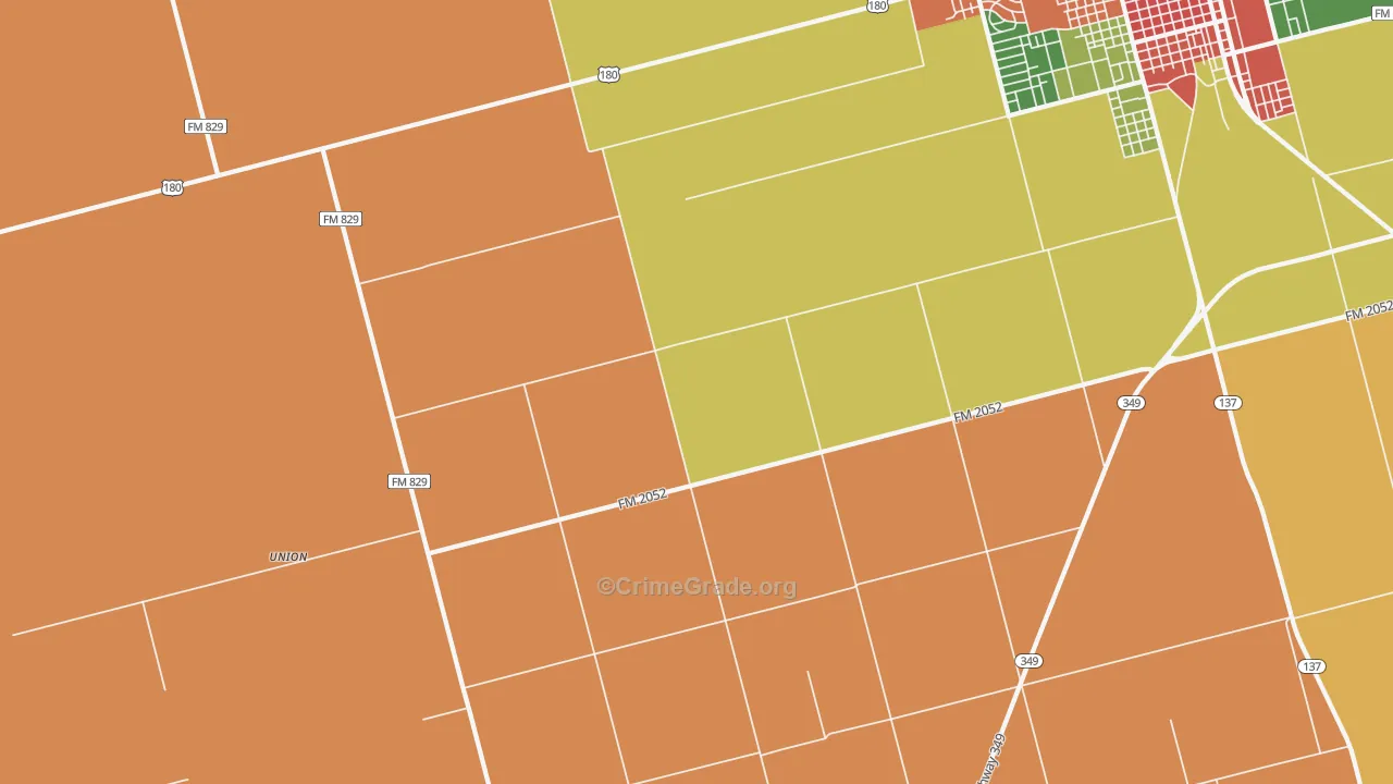 Punkin Center, TX Map of Theft Rates