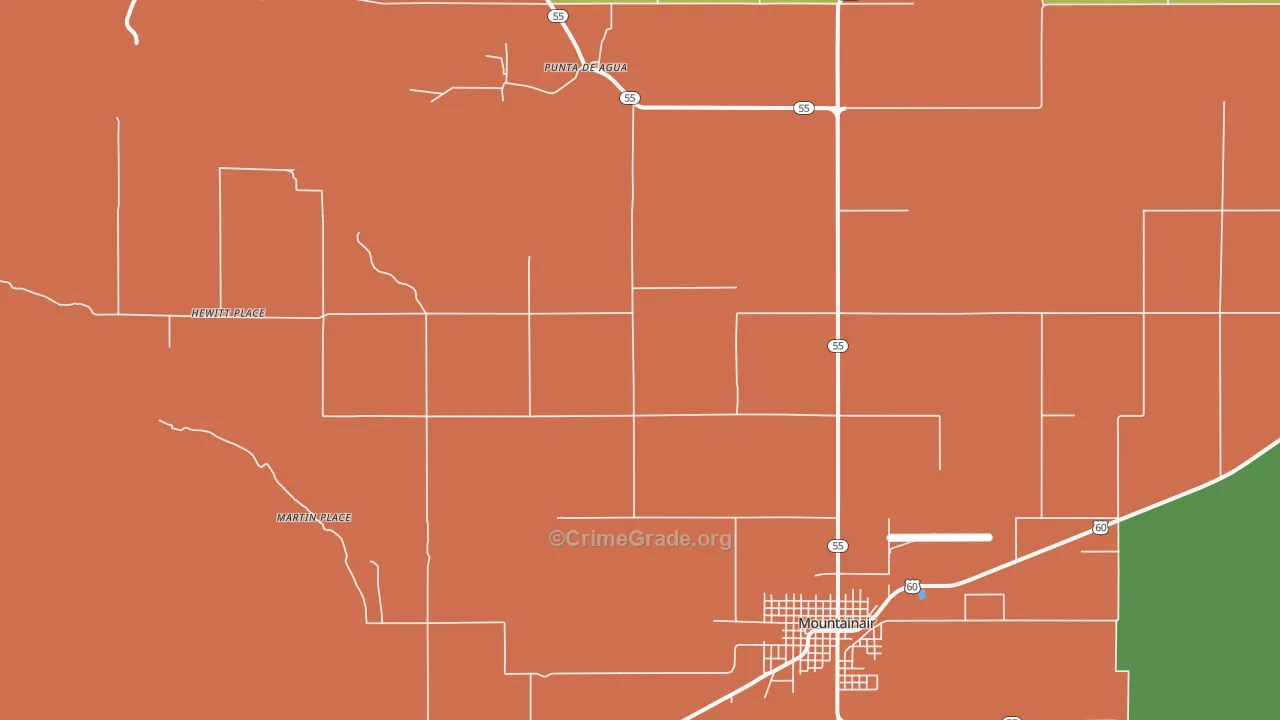 Punta de Agua, NM Map of Theft Rates