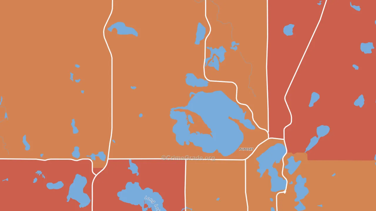 Puposky, MN Map of Theft Rates