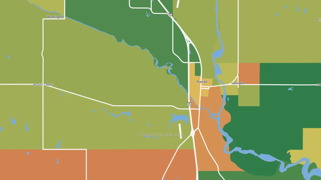 Purcell, OK Map of Theft Rates
