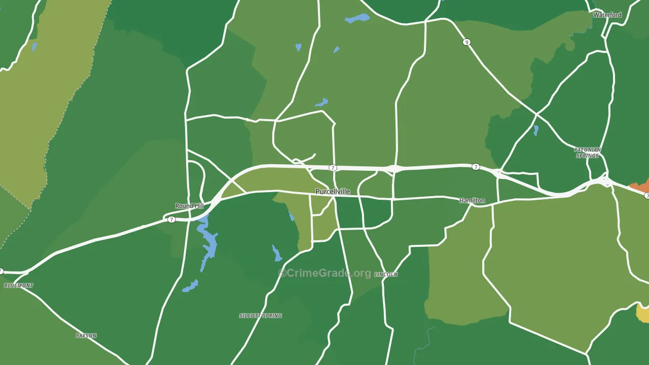 Purcellville, VA Map of Theft Rates
