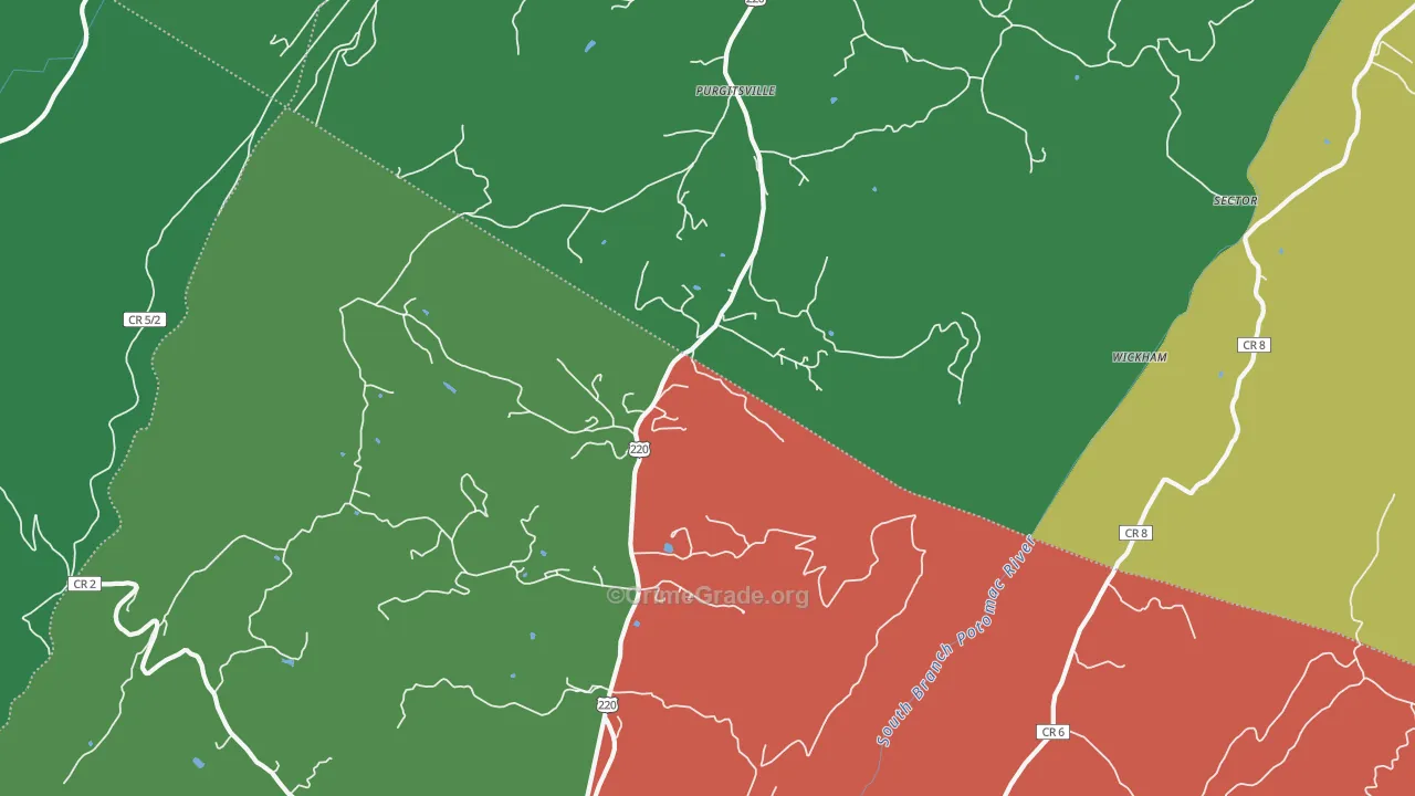 Purgitsville, WV Map of Theft Rates