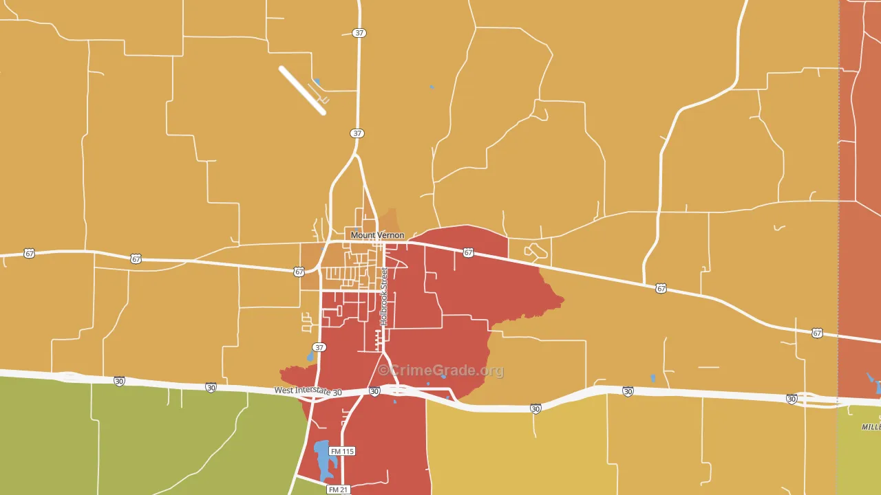 Purley, TX Map of Theft Rates