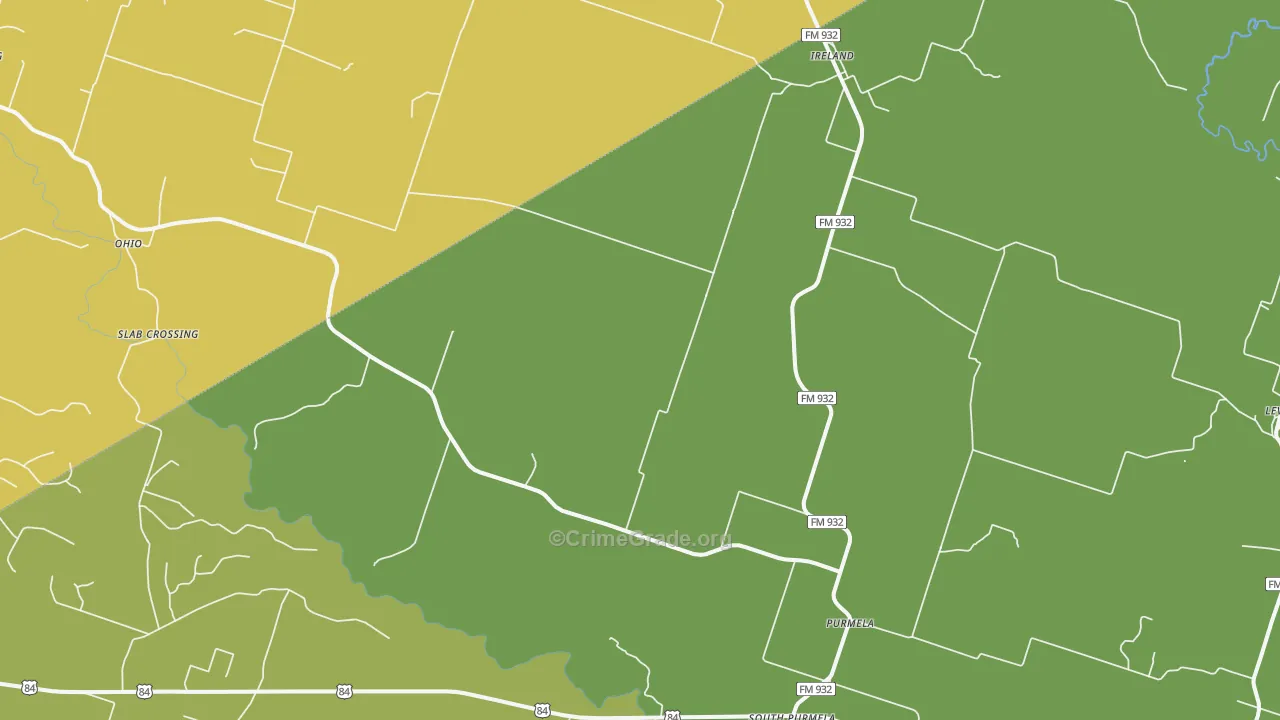 Purmela, TX Map of Theft Rates
