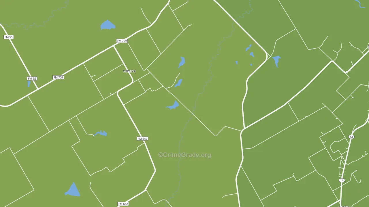 Pursley, TX Map of Theft Rates