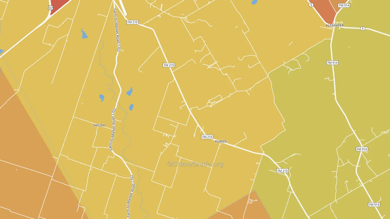 Purves, TX Map of Theft Rates