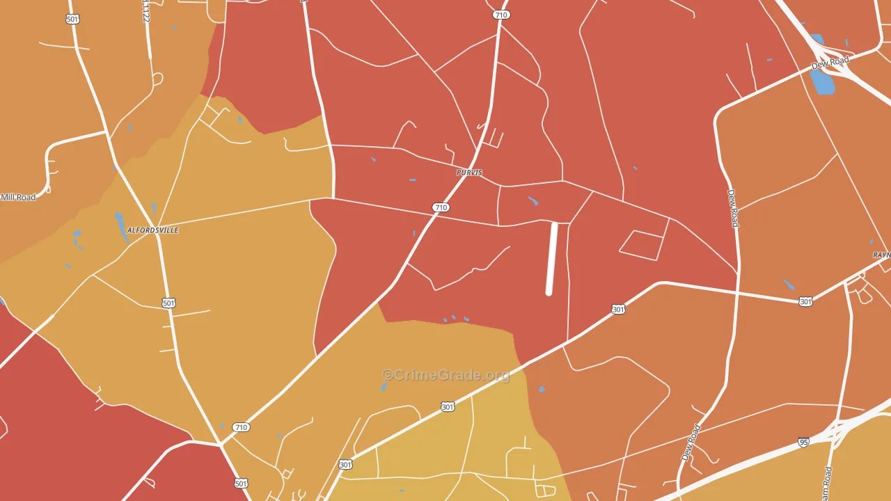 Purvis, NC Map of Theft Rates