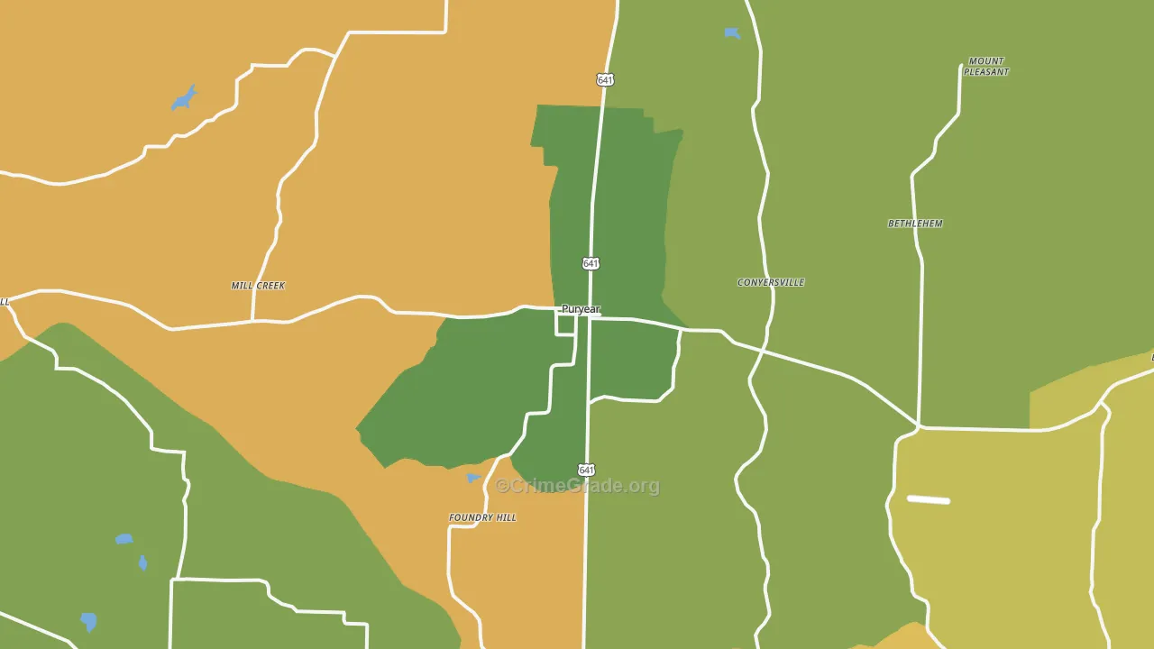 Puryear, TN Map of Theft Rates
